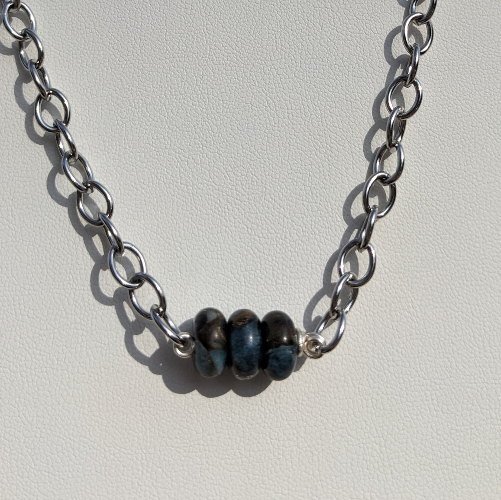 Jasper Stainless Steel Silver Chain Necklace Handmade Crystals Grounding Unisex - Picture 1 of 13